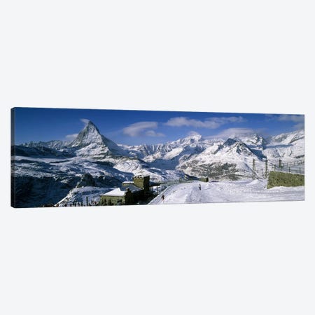 Group of people skiing near a mountain, Matterhorn, Switzerland Canvas Print #PIM5915} by Panoramic Images Canvas Art Print
