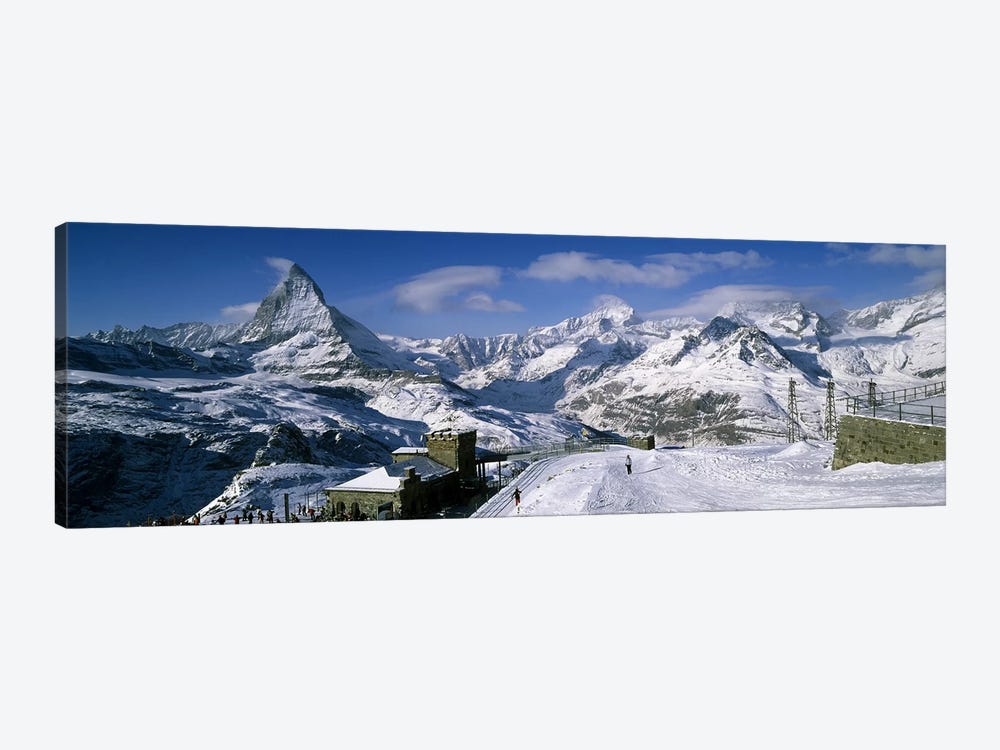 Group of people skiing near a mountain, Matterhorn, Switzerland by Panoramic Images 1-piece Canvas Wall Art