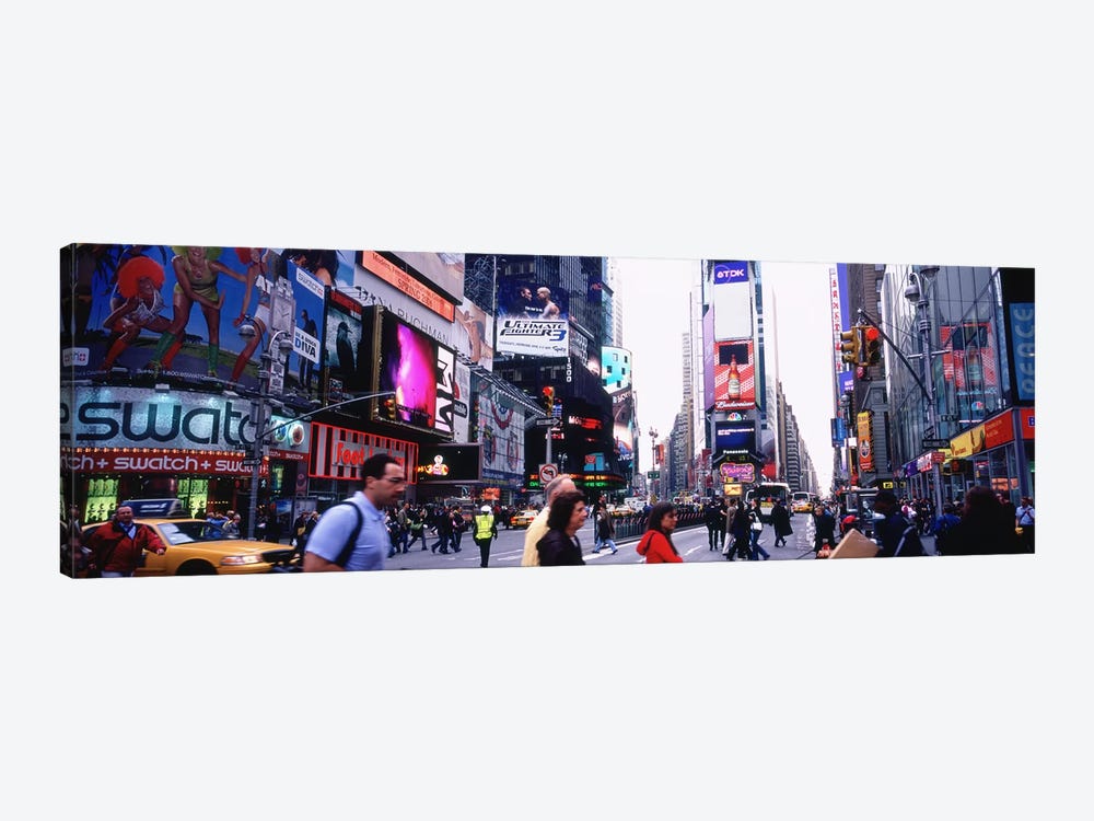 Group of People walking on the road, Times Square, Manhattan, New York City, New York State, USA by Panoramic Images 1-piece Canvas Wall Art