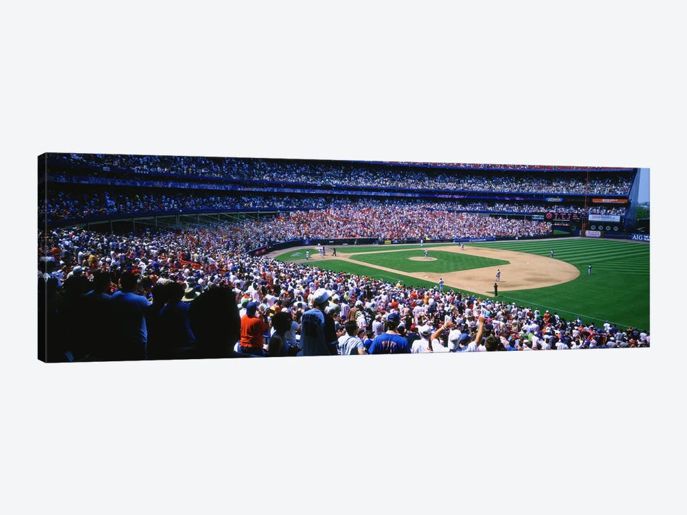 Spectators in a baseball stadium, Shea Stadium, Flushing, Queens, New York City, New York State, USA by Panoramic Images 1-piece Canvas Wall Art