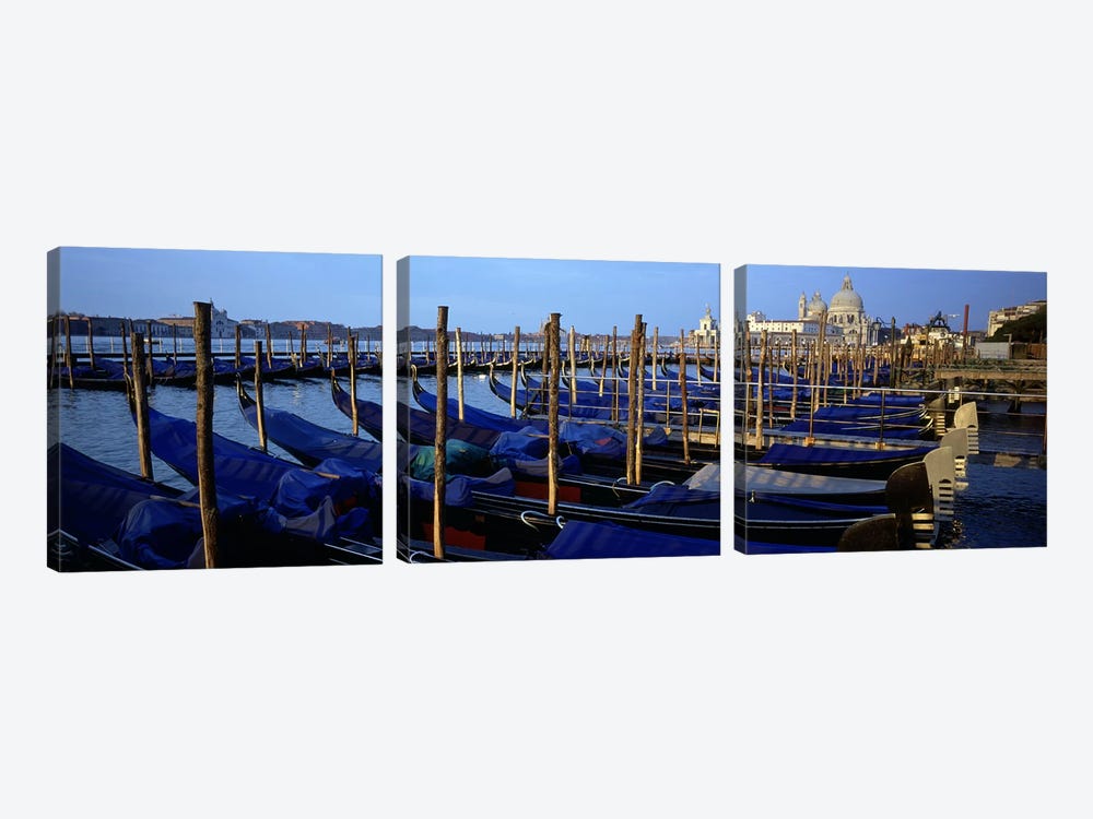 Gondolas moored at a harbor, Santa Maria Della Salute, Venice, Italy by Panoramic Images 3-piece Canvas Art Print