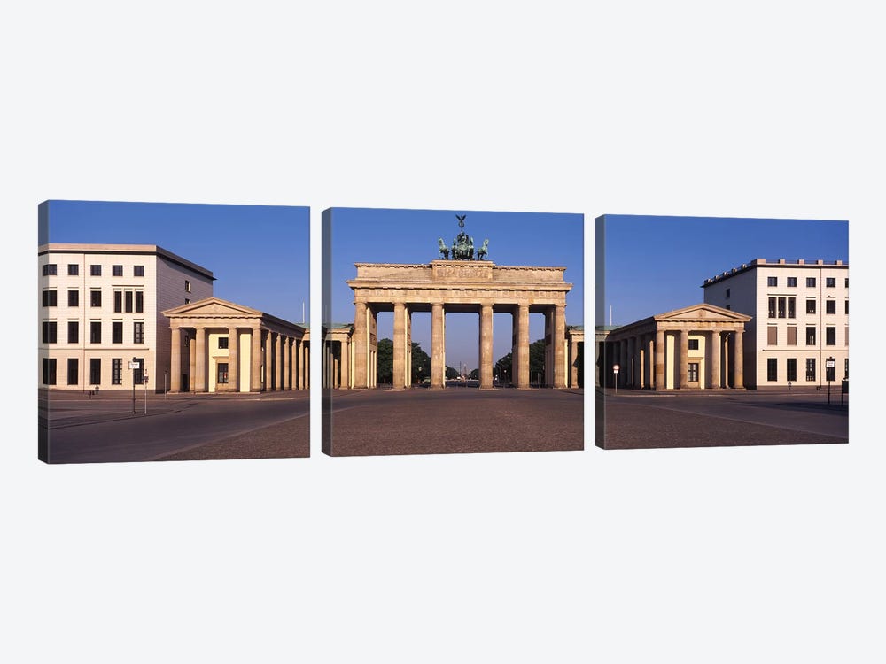 Facade of a building, Brandenburg Gate, Berlin, Germany by Panoramic Images 3-piece Canvas Artwork