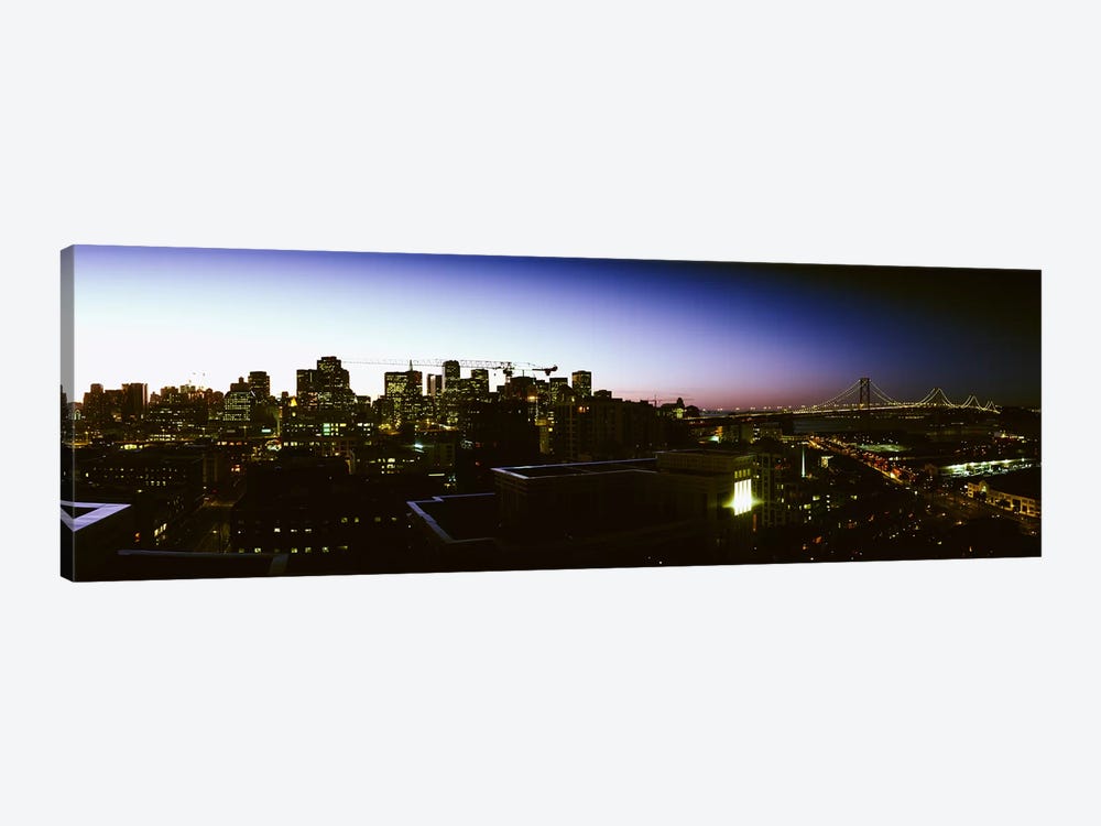 Buildings lit up at dusk, San Francisco, California, USA by Panoramic Images 1-piece Art Print