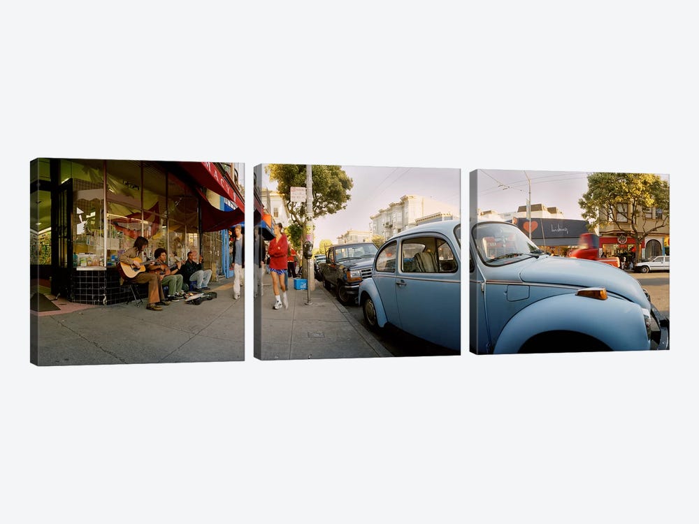 Cars parked in front of a store, Haight-Ashbury, San Francisco, California, USA by Panoramic Images 3-piece Canvas Art Print