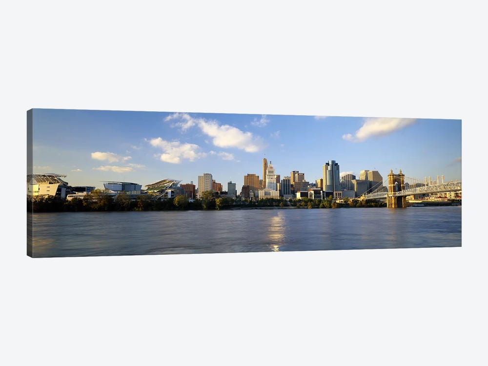 Buildings at the waterfront, Ohio River, Cincinnati, Ohio, USA by Panoramic Images 1-piece Canvas Art