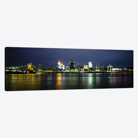 Buildings at the waterfront, lit up at nightOhio River, Cincinnati, Ohio, USA Canvas Print #PIM5963} by Panoramic Images Canvas Art Print
