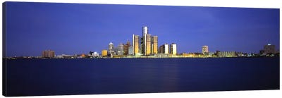 Buildings at waterfront, Detroit, Michigan, USA Canvas Art Print - Michigan Art