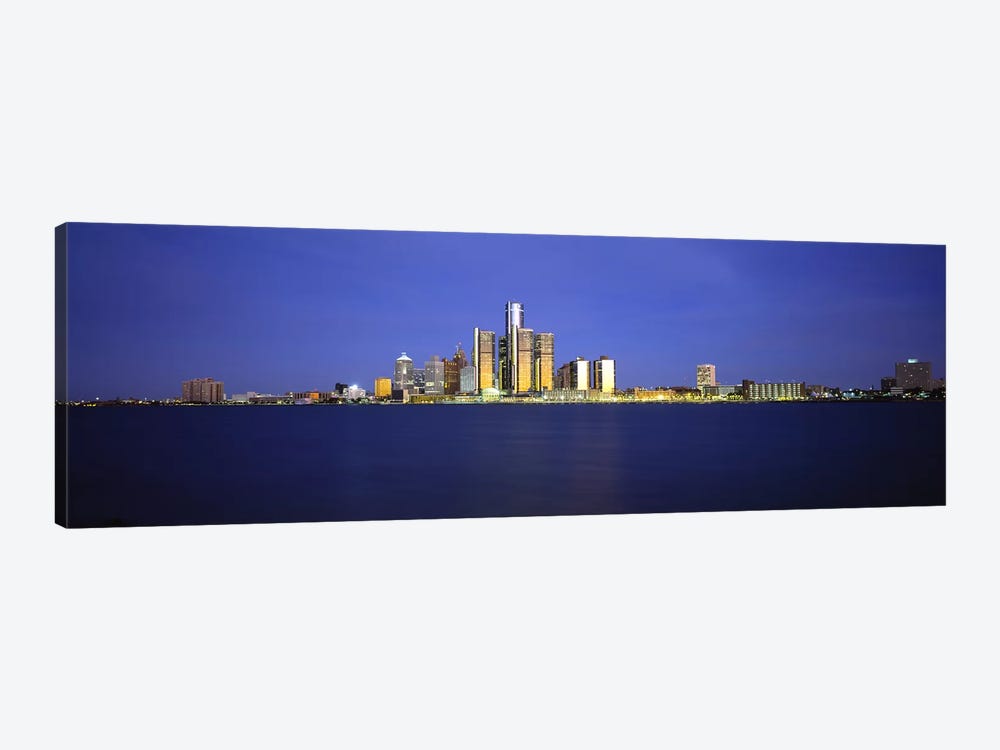 Buildings at waterfront, Detroit, Michigan, USA by Panoramic Images 1-piece Canvas Art Print