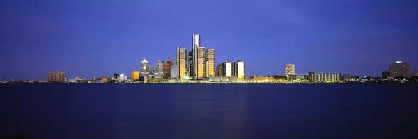Michigan: Buildings at waterfront, Detroit, Michigan, USA by Panoramic Images