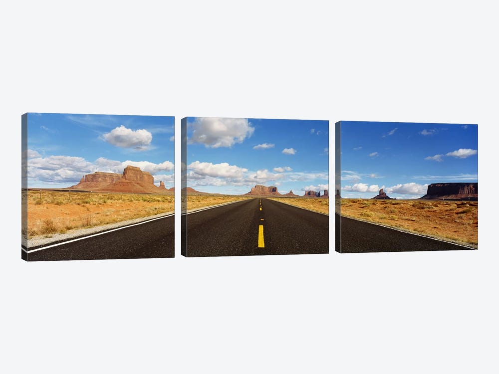 View Of Monument Valley From U.S. Route 163, Utah, USA by Panoramic Images 3-piece Canvas Art Print