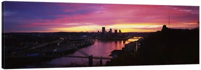 High angle view of a cityWest End Bridge, Pittsburgh, Pennsylvania, USA Canvas Art Print - Pittsburgh Art