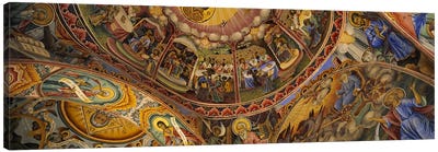 Low angle view of fresco on the ceiling of a monasteryRila Monastery, Bulgaria Canvas Art Print - Dome Art