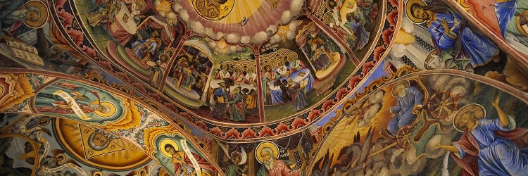 Low angle view of fresco on the ceiling of a monasteryRila Monastery, Bulgaria