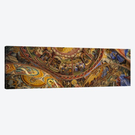 Low angle view of fresco on the ceiling of a monasteryRila Monastery, Bulgaria Canvas Print #PIM5980} by Panoramic Images Art Print