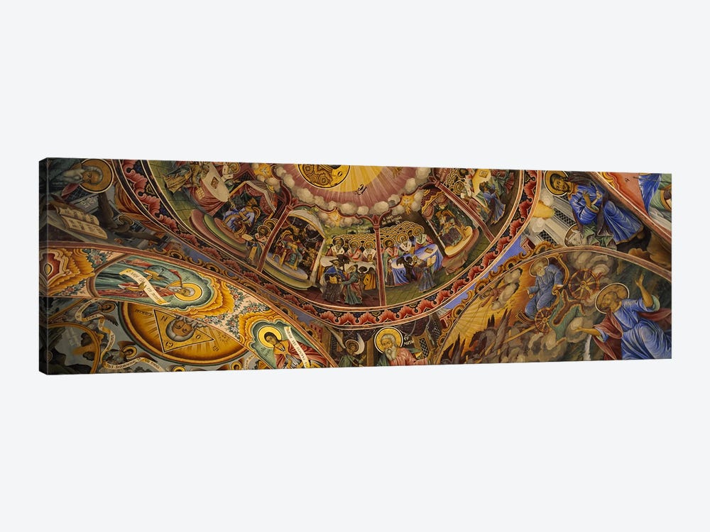 Low angle view of fresco on the ceiling of a monasteryRila Monastery, Bulgaria by Panoramic Images 1-piece Canvas Artwork