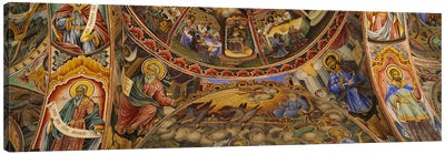 Low angle view of fresco on the ceiling of a monasteryRila Monastery, Bulgaria Canvas Art Print - Dome Art
