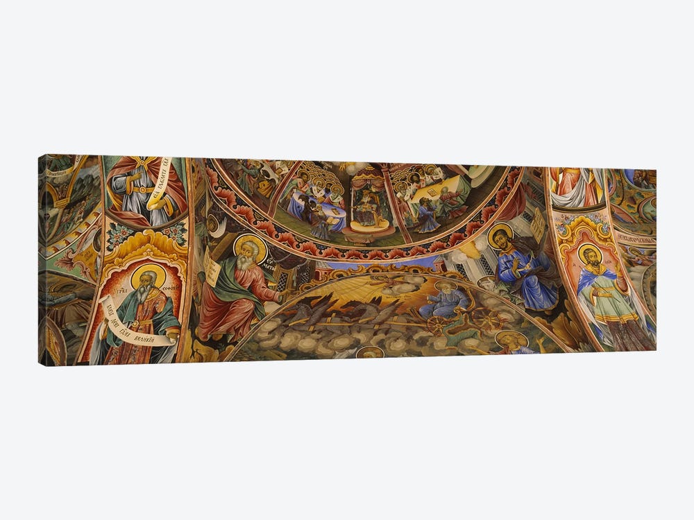 Low angle view of fresco on the ceiling of a monasteryRila Monastery, Bulgaria by Panoramic Images 1-piece Canvas Print