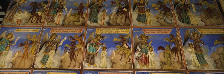 Low angle view of fresco on the walls of a monastery, Rila Monastery, Bulgaria #2