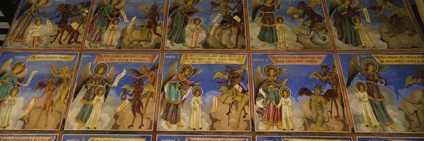 Bulgaria: Low angle view of fresco on the walls of a monastery, Rila Monastery, Bulgaria #2 by Panoramic Images
