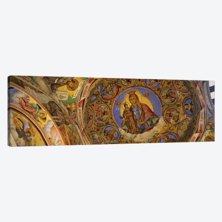 Low angle view of fresco on the ceiling of a monastery, Rila Monastery, Bulgaria Canvas Print #PIM5985} by Panoramic Images Canvas Wall Art