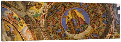 Low angle view of fresco on the ceiling of a monastery, Rila Monastery, Bulgaria Canvas Art Print - Dome Art
