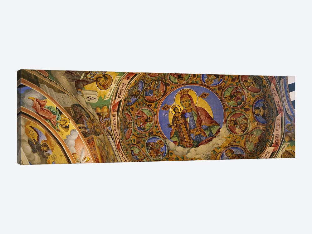 Low angle view of fresco on the ceiling of a monastery, Rila Monastery, Bulgaria by Panoramic Images 1-piece Canvas Art Print