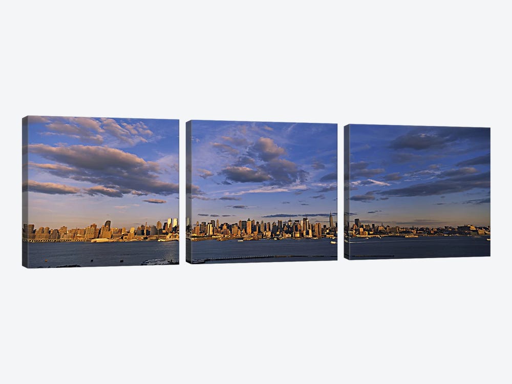 Skyscrapers at the waterfront, Manhattan, New York City, New York State, USA by Panoramic Images 3-piece Canvas Artwork