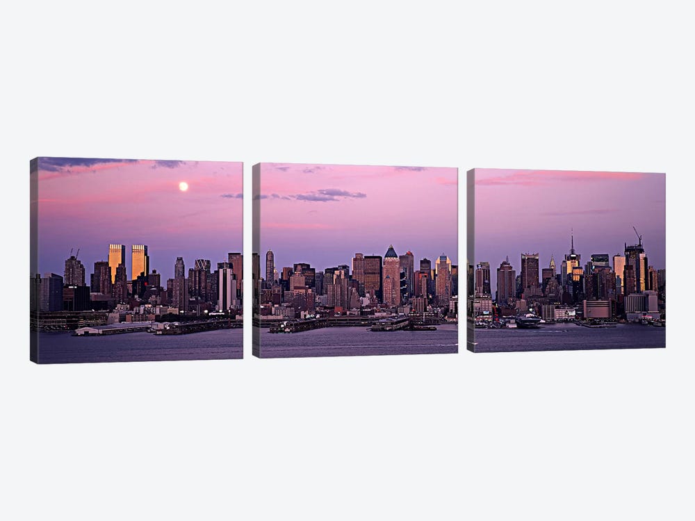Skyscrapers at the waterfront, Manhattan, New York City, New York State, USA #2 by Panoramic Images 3-piece Canvas Print