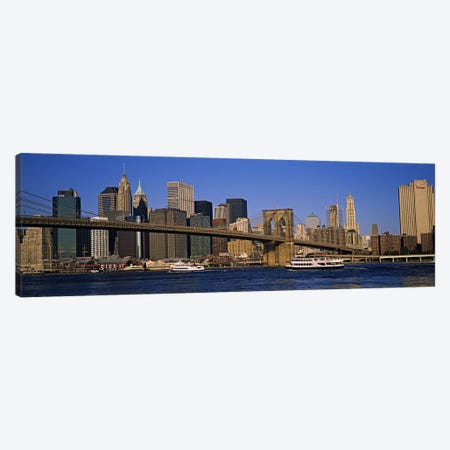 Brooklyn Bridge With Lower Manhattan' Skyline In The Background, New York City, New York, USA Canvas Print #PIM5992} by Panoramic Images Canvas Wall Art