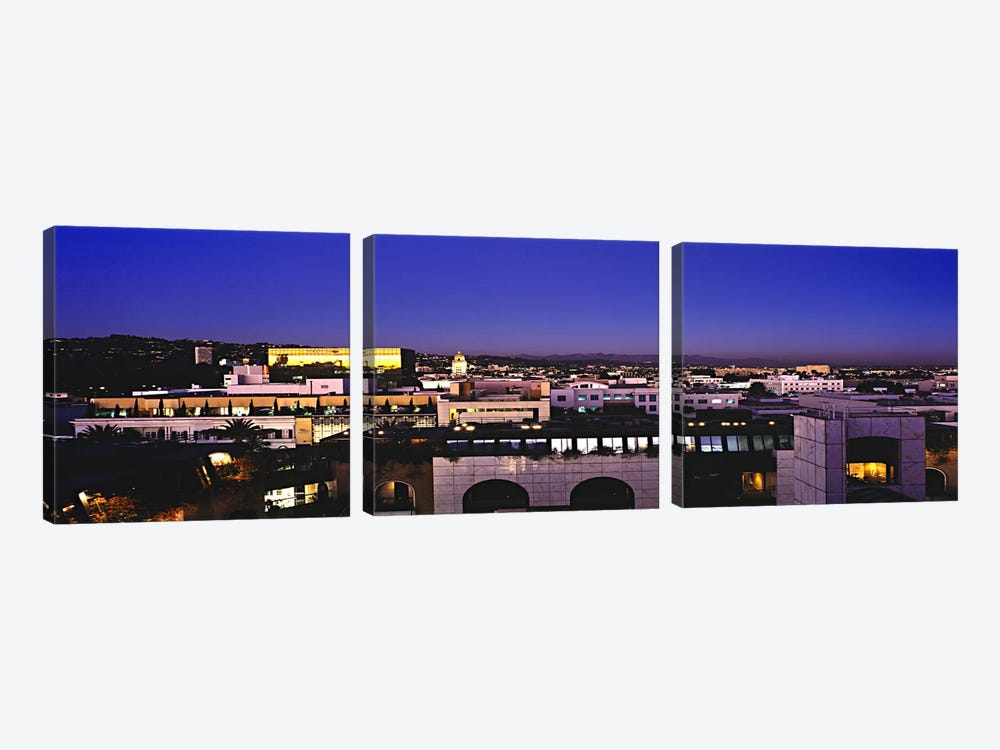 Nighttime Cityscape As Seen From The Hollywood Hills, Los Angeles County, California, USA by Panoramic Images 3-piece Canvas Art