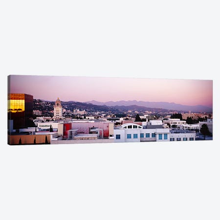 High angle view of a cityscape, San Gabriel Mountains, Hollywood Hills, Hollywood, City of Los Angeles, California, USA Canvas Print #PIM5998} by Panoramic Images Canvas Wall Art