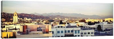 High angle view of a cityscape, San Gabriel Mountains, Hollywood Hills, Hollywood, City of Los Angeles, California, USA #3 Canvas Art Print - Hollywood Art