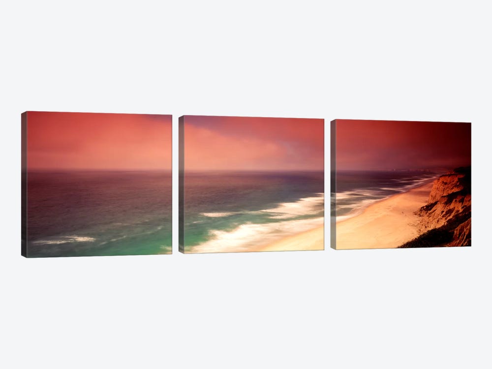 Overcast Coastal Landscape, San Mateo County, California, USA by Panoramic Images 3-piece Canvas Art