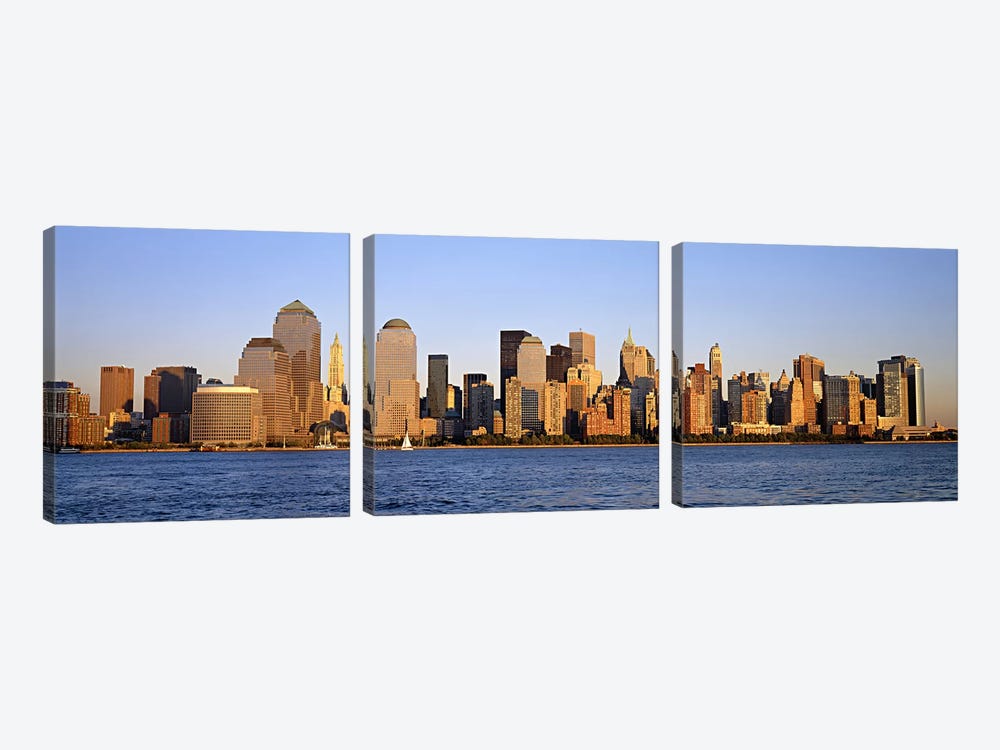 Buildings at the waterfront, Manhattan, New York City, New York State, USA by Panoramic Images 3-piece Canvas Wall Art