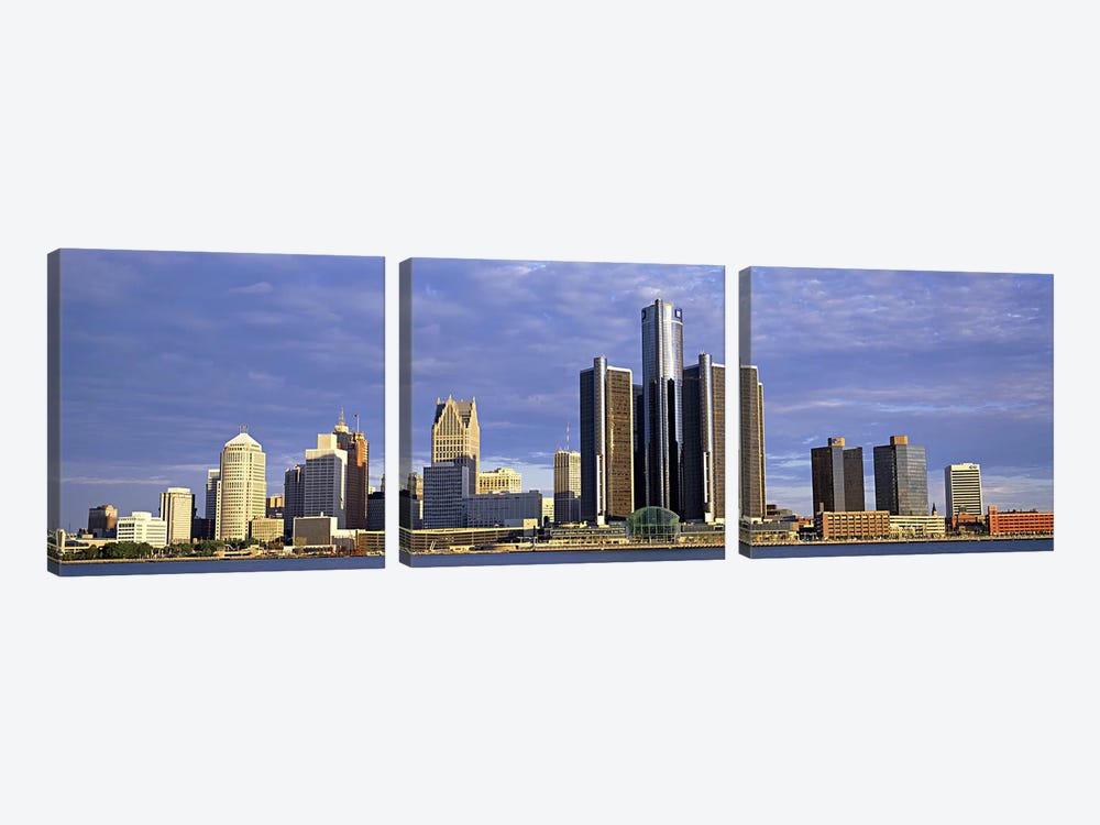 Skyscrapers at the waterfront, Detroit, Michigan, USA #2 by Panoramic Images 3-piece Canvas Wall Art