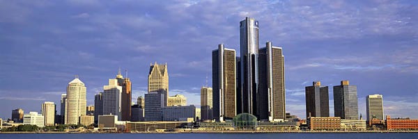 Michigan: Skyscrapers at the waterfront, Detroit, Michigan, USA #2 by Panoramic Images
