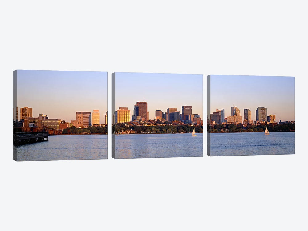 Skyscrapers at the waterfront, Boston, Massachusetts, USA by Panoramic Images 3-piece Art Print
