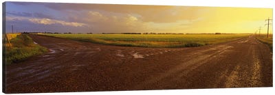 Cloudy Sunset Over A Country Landscape, Edmonton, Alberta, Canada Canvas Art Print - Canada Art