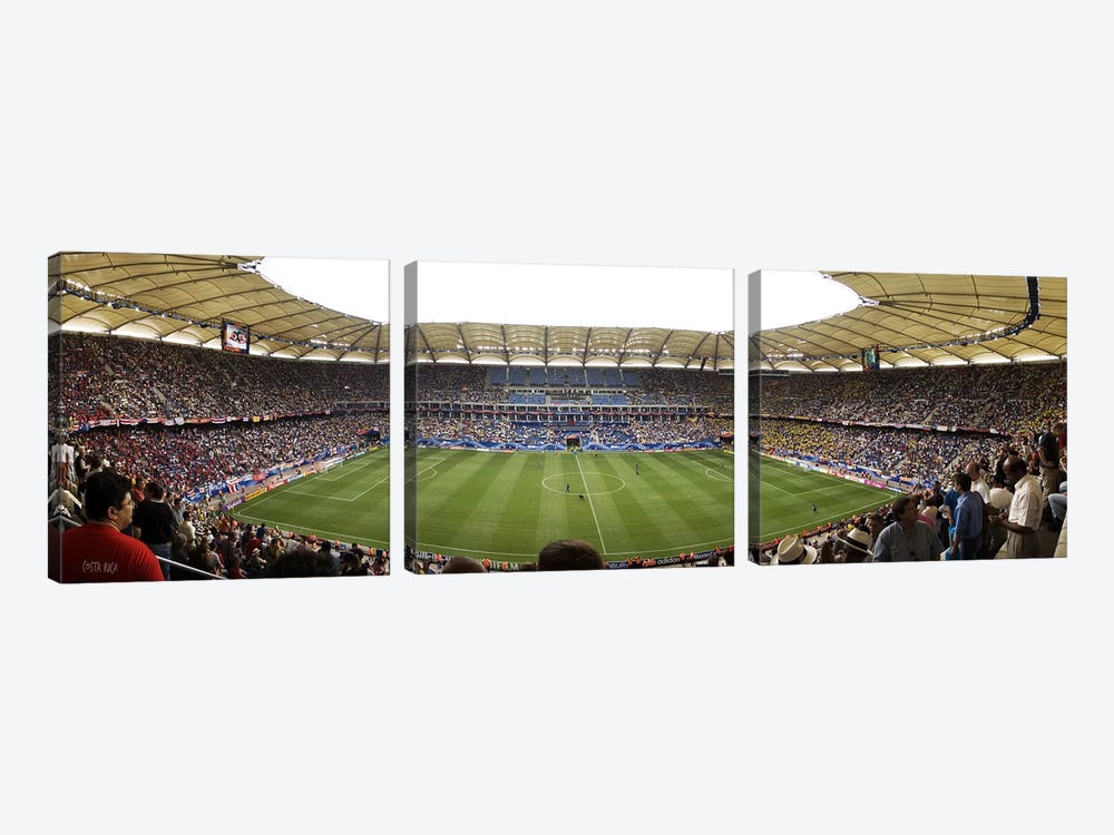 Crowd in a stadium to watch a soccer match, Hamburg, Germany by Panoramic Images 3-piece Canvas Art