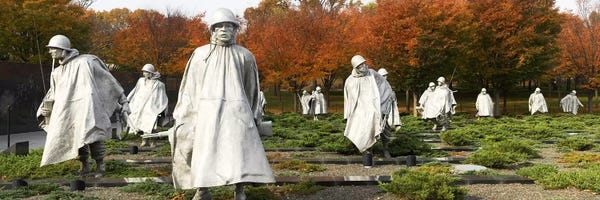 Statues of army soldiers in a park, Korean War Memorial, Washington DC, USA
