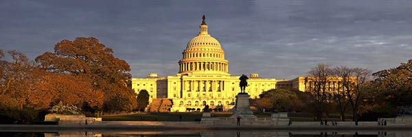 Washington, D.C.: Pond in front of a government building, Capitol Building, Washington DC, USA by Panoramic Images