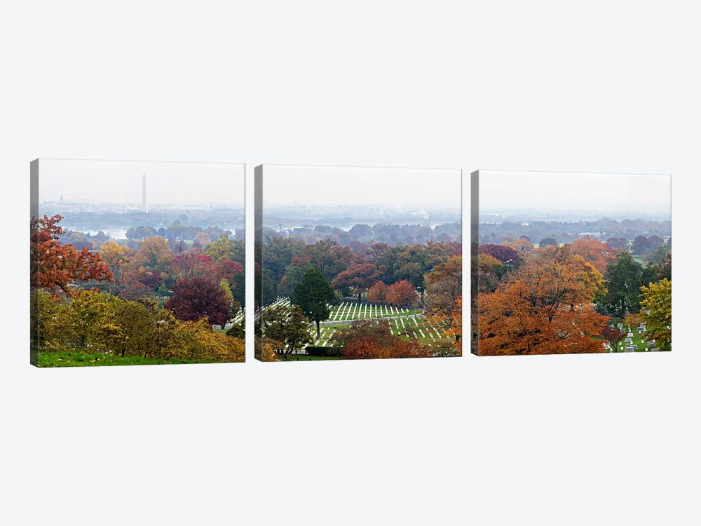 High angle view of a cemetery, Arlington National Cemetery, Washington DC, USA by Panoramic Images 3-piece Canvas Art Print