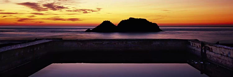 Silhouette of islands in the ocean, Sutro Baths, San Francisco, California, USA