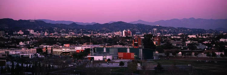 High angle view of an observatory in a city, Griffith Park Observatory, City of Los Angeles, California, USA