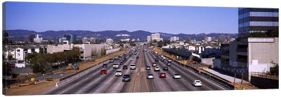High angle view of cars on the road, 405 Freeway, City of Los Angeles, California, USA Canvas Art Print - City Street Art
