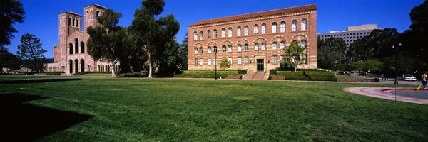 Lawn in front of a Royce Hall and Haines Hall, University of California, City of Los Angeles, California, USA