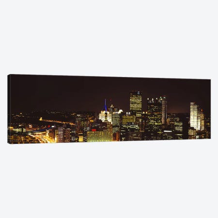 Buildings lit up at night in a cityPittsburgh Pennsylvania, USA Canvas Print #PIM6057} by Panoramic Images Canvas Art