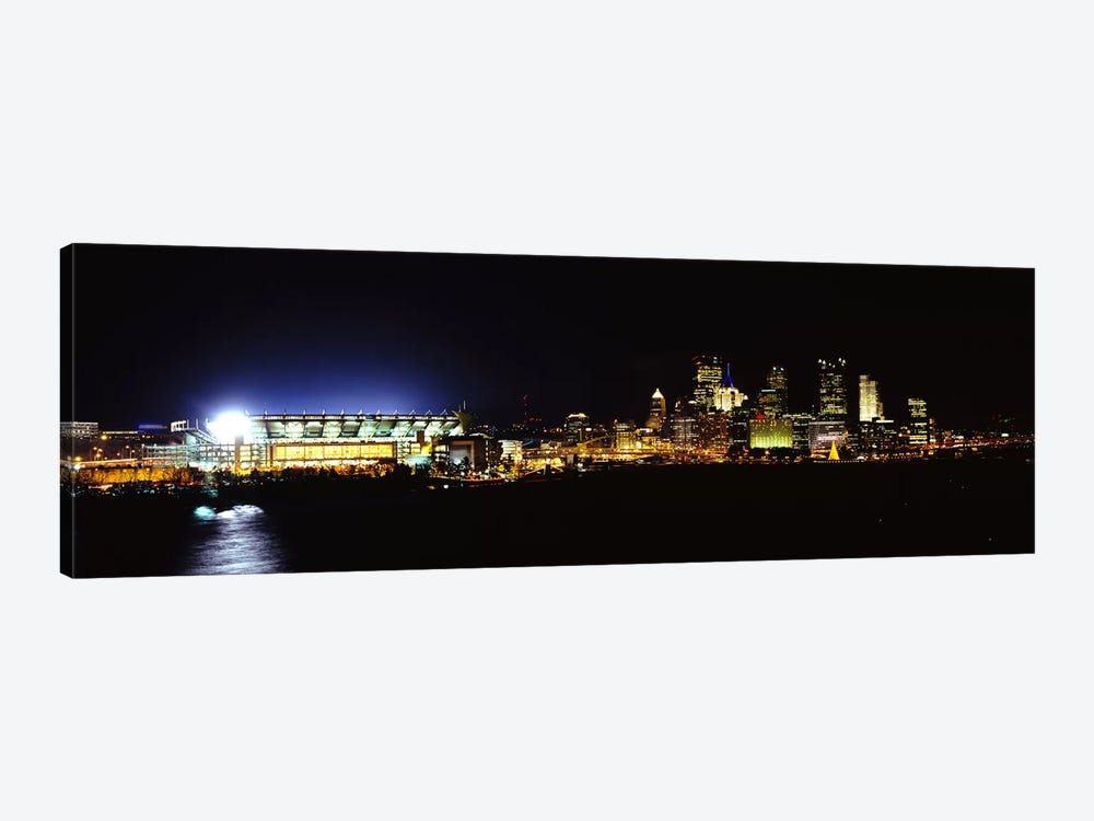 Stadium lit up at night in a cityHeinz Field, Three Rivers Stadium,Pittsburgh, Pennsylvania, USA by Panoramic Images 1-piece Canvas Artwork