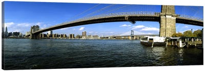 Suspension bridge across a riverBrooklyn Bridge, East River, Manhattan, New York City, New York State, USA Canvas Art Print - New York Art