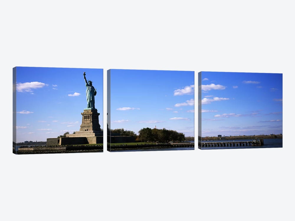 Statue viewed through a ferryStatue of Liberty, Liberty State Park, Liberty Island, New York City, New York State, USA by Panoramic Images 3-piece Canvas Art